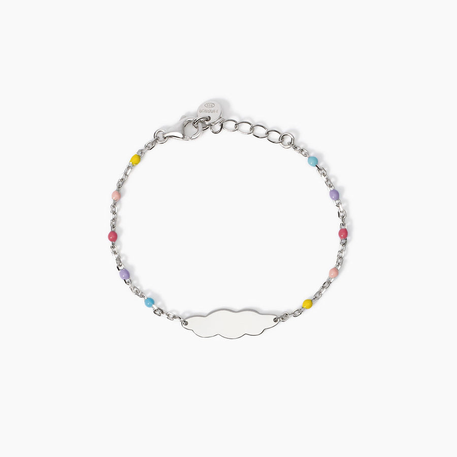 Bracciale da bambina MY TAG con targhetta a nuvola e inserti colorati