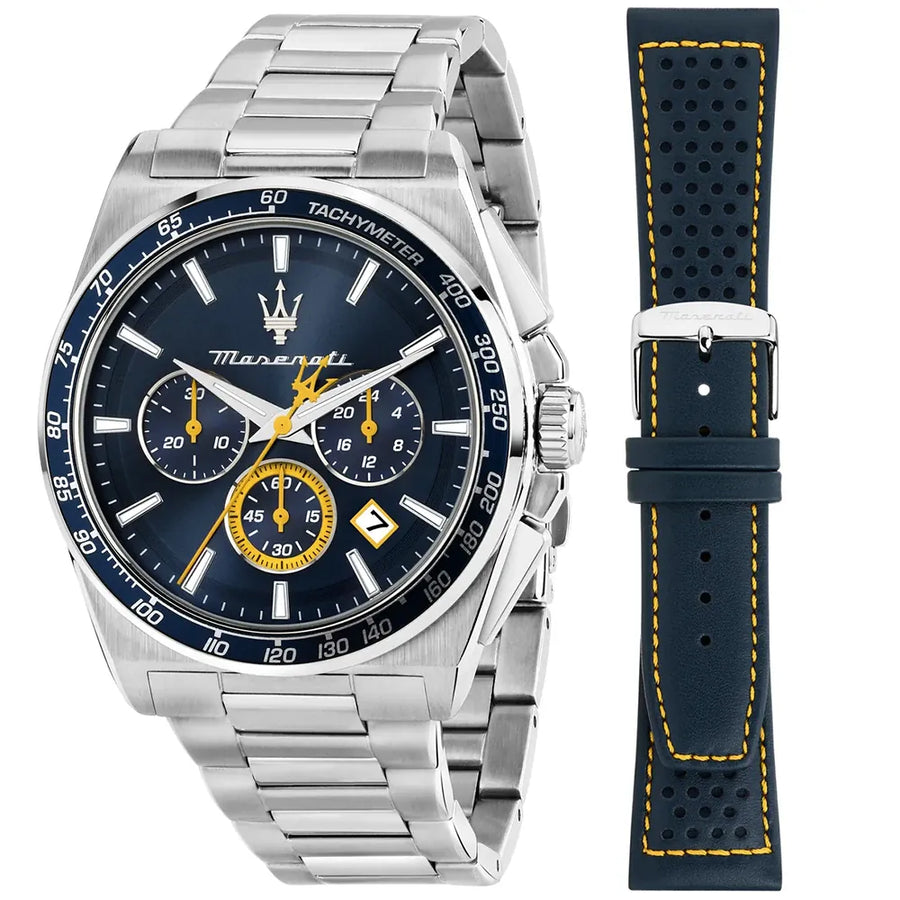 Orologio Maserati Velocità Cronografo Uomo Blu con Cinturino Aggiuntivo