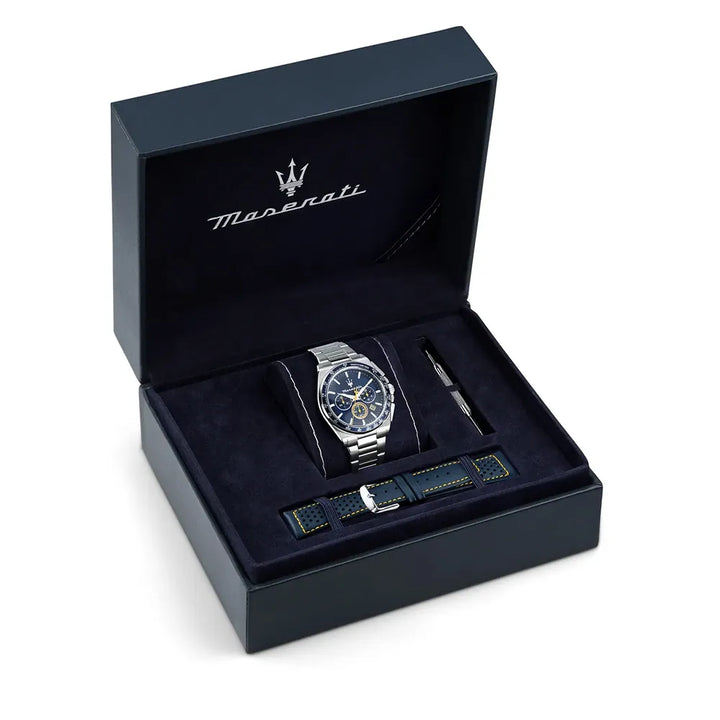 Orologio Maserati Velocità Cronografo Uomo Blu con Cinturino Aggiuntivo