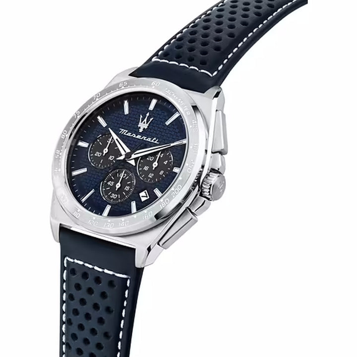 Orologio Maserati Velocità Cronografo Uomo con Quadrante Blu, Cinturino in Pelle
