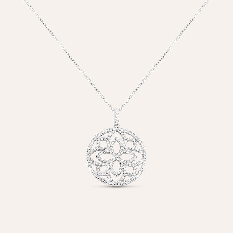 Collana fiore Silver Shine in argento rodiato con zirconi bianchi