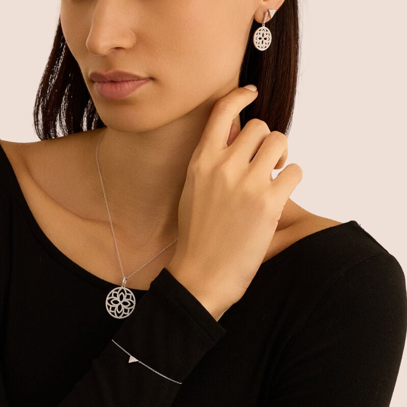 Collana fiore Silver Shine in argento rodiato con zirconi bianchi