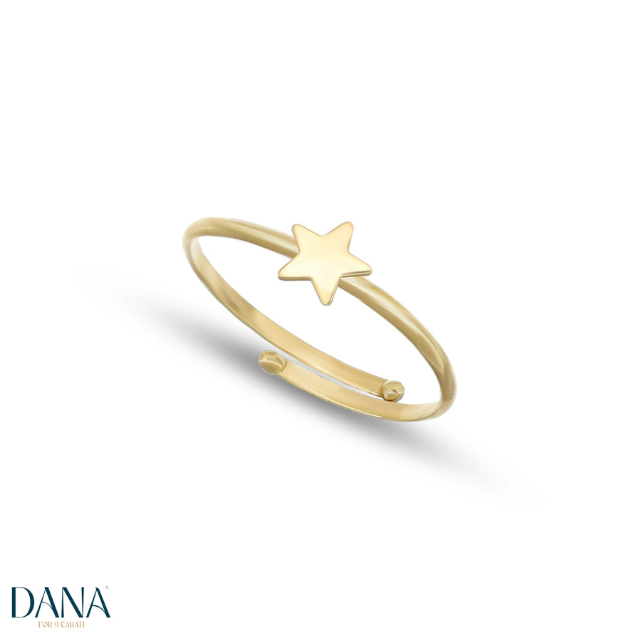 Anello da Donna con stella regolabile da misura 7 a 11 in Oro Giallo 9 kt