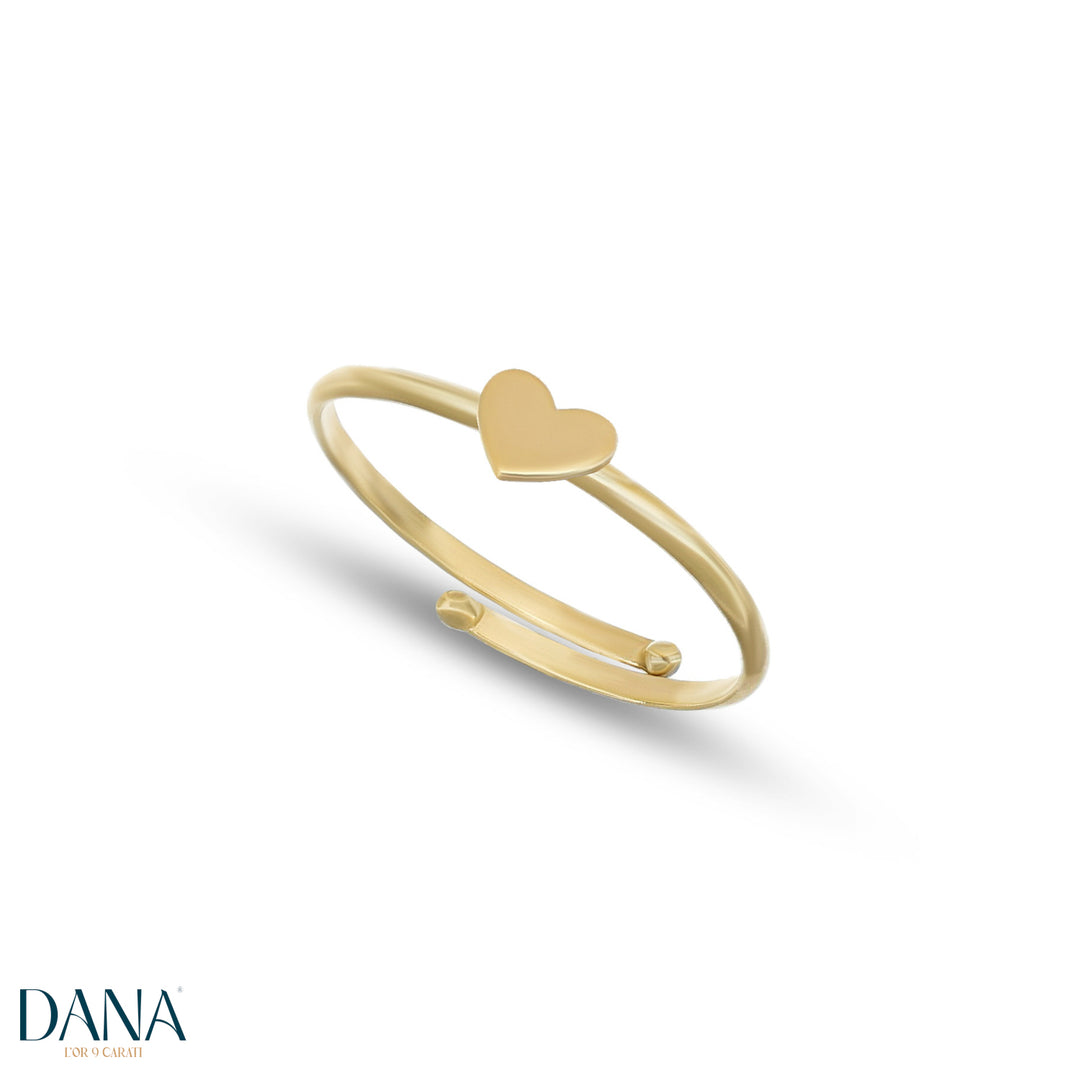 Anello da Donna con cuore regolabile da misura 7 a 11 in Oro Giallo