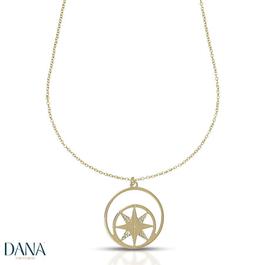 Collana da Uomo con Rosa dei Venti, finitura lucida e diamantata, lunghezza 50 c