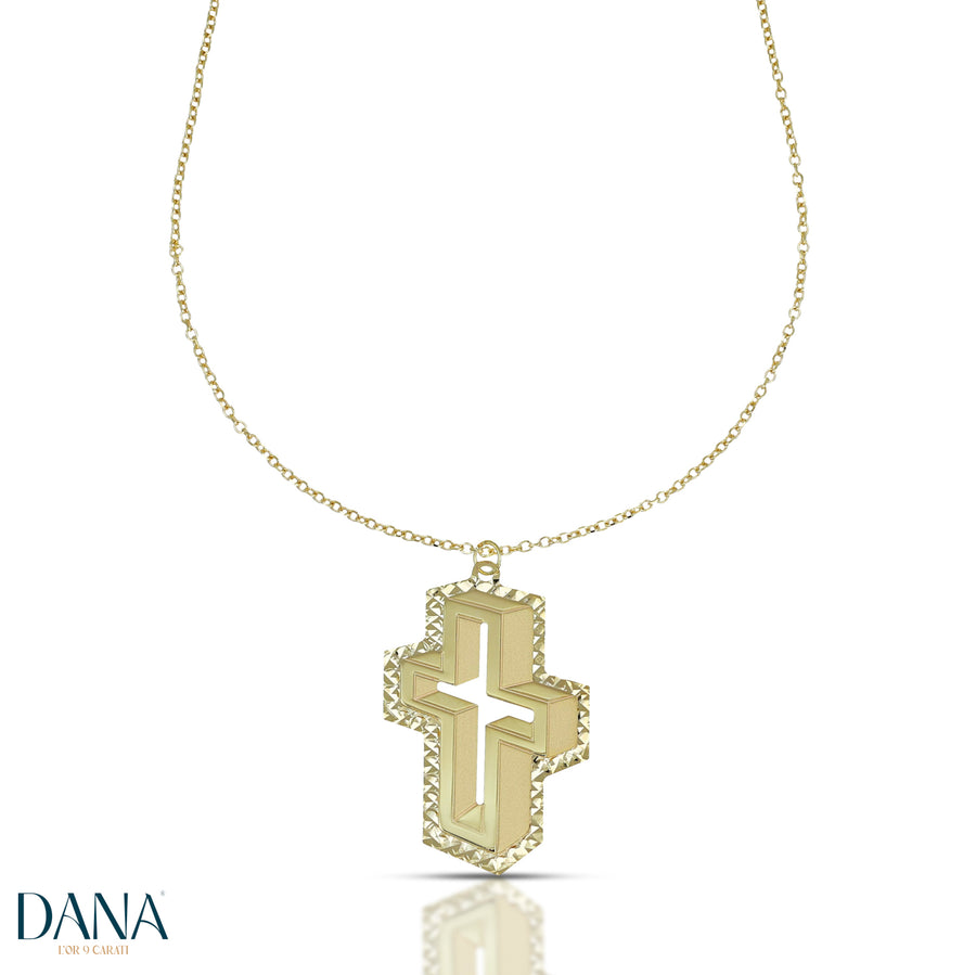 Collana da Uomo con Croce in Oro Giallo da 50 cm