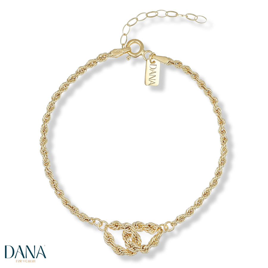 Bracciale da Donna con corda laser, modello nodo, in Oro Giallo da 16 con estens