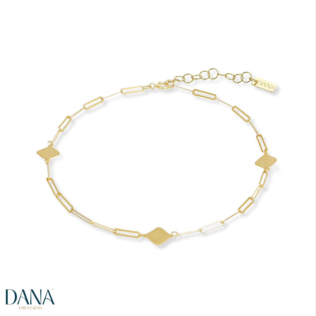 Bracciale da Uomo con rombi lucidi in Oro Giallo da 19 + 2 cm