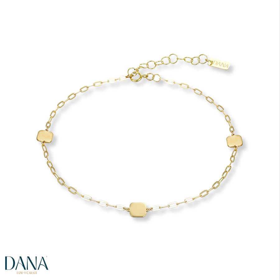 Bracciale da Uomo con quadrati lucidi in Oro Giallo da 19 + 2 cm