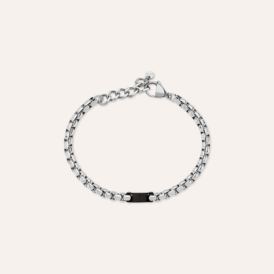 Bracciale Man Code in acciaio bicolore bianco e nero