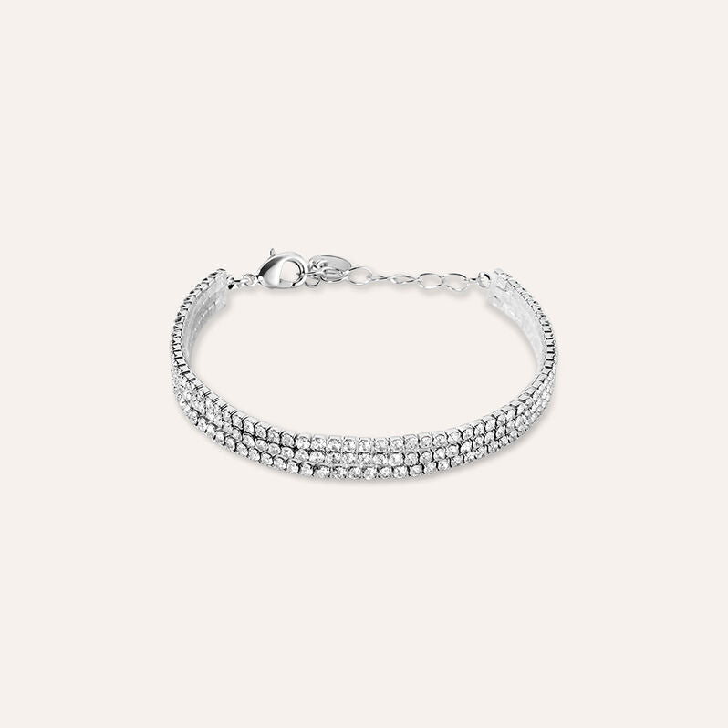 Bracciale tennis Romantic Shine in metallo con cristalli bianchi