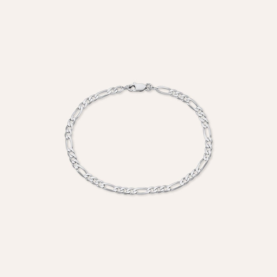 Bracciale catena alternata Gentleman in argento rodiato