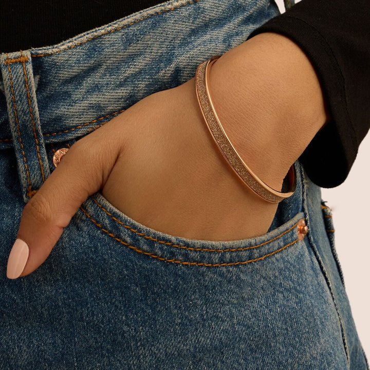 Bangle Aura in acciaio rosato glitter
