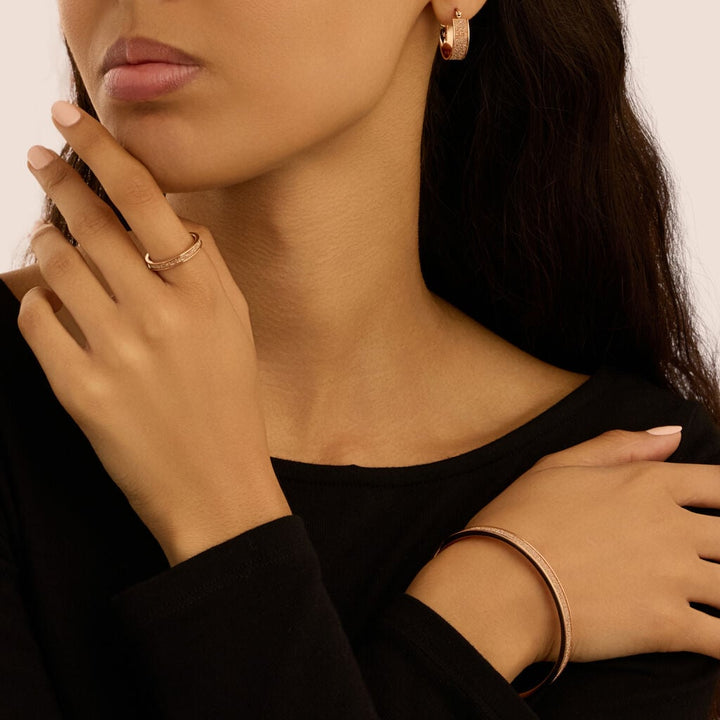 Bangle Aura in acciaio rosato glitter