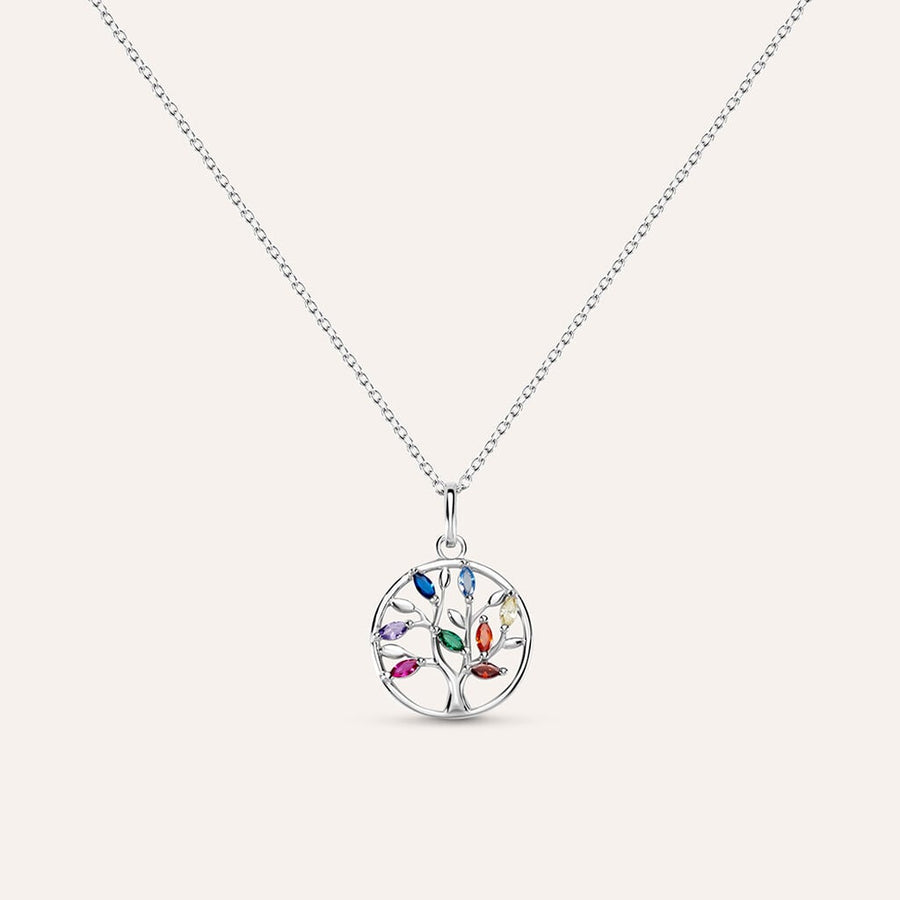 Collana albero della vita Silver Moments in argento con zirconi multicolore