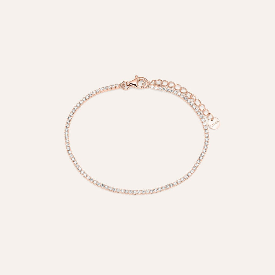 Bracciale tennis Silver Elegance in argento rosato, zirconi 1,5 mm