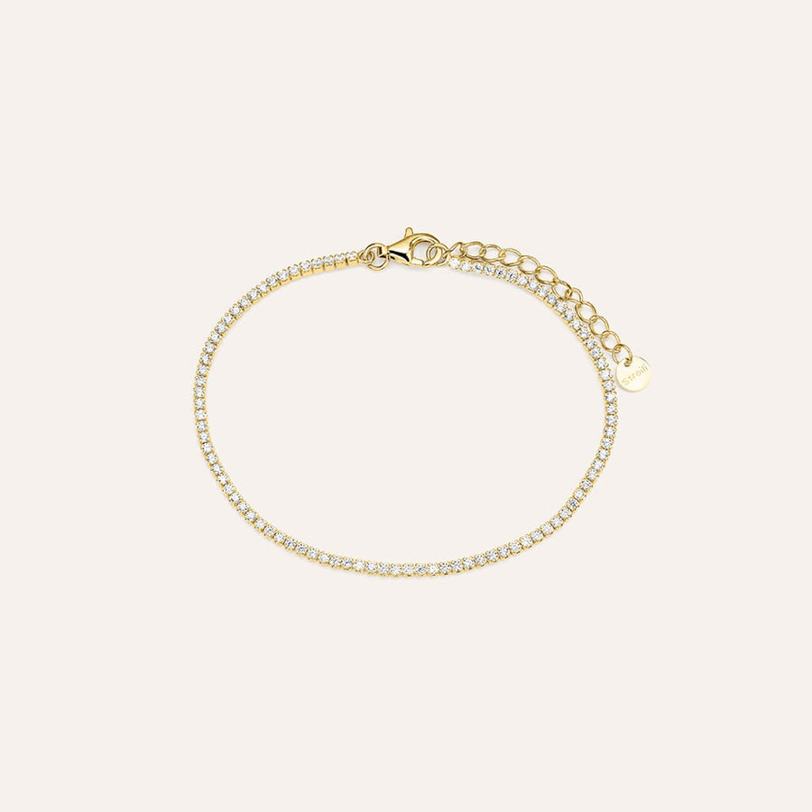 Bracciale tennis Silver Elegance in argento dorato, zirconi 1,5 mm
