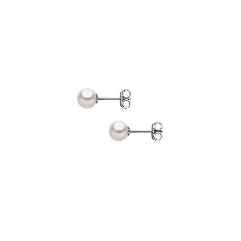 Orecchini in Oro Bianco con Perle 5/5,5 mm