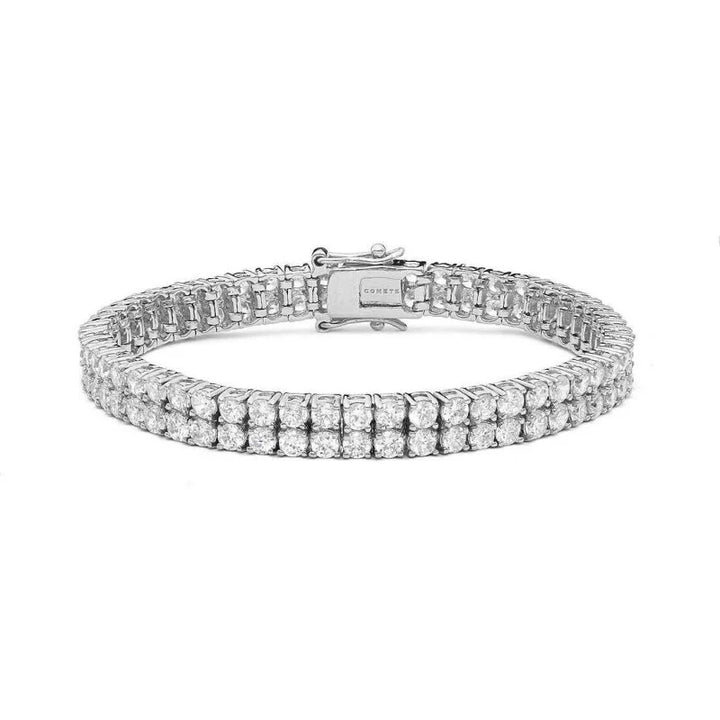 Bracciale Tennis in Argento con Doppia Fila di Zirconi 17 cm