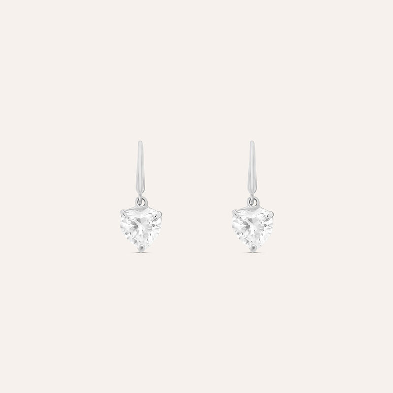 Orecchini punto luce cuore Claire in oro bianco 9 kt con zirconi