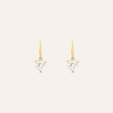 Orecchini punto luce cuore Claire in oro giallo 9 kt con zirconi