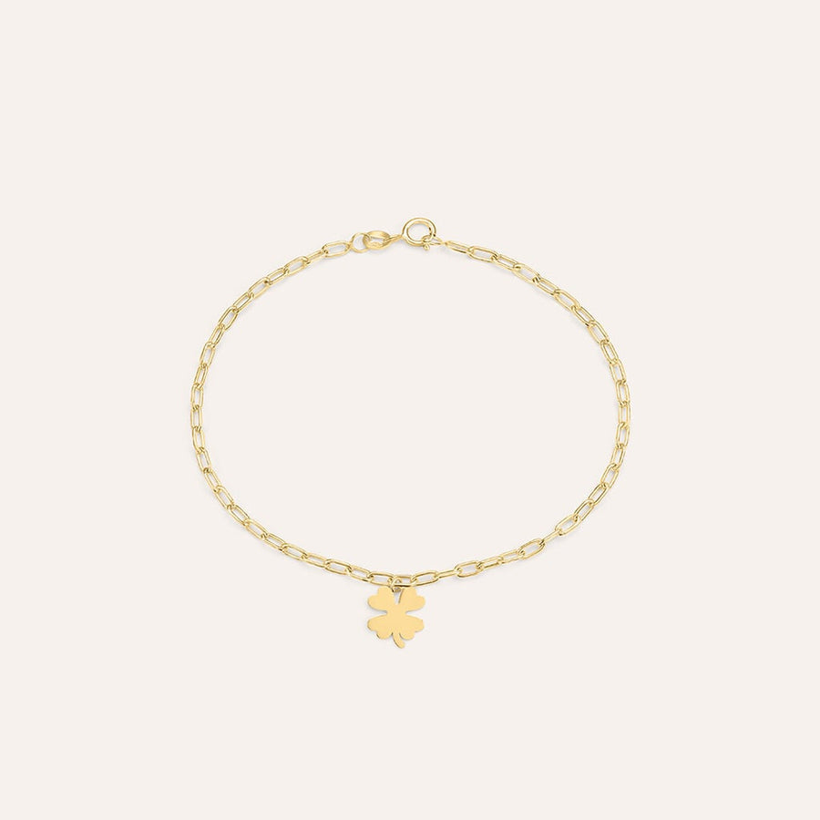 Bracciale quadrifoglio Beverly in oro giallo 9 kt, 18 cm