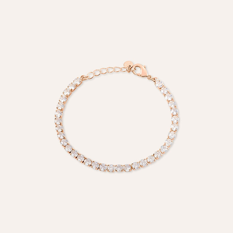 Bracciale tennis Romantic Shine in metallo rosato con cristalli 4 mm