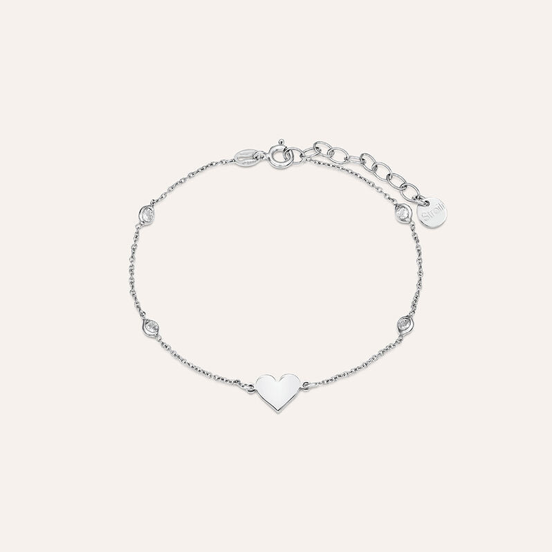 Bracciale cuore Silver Elegance in argento rodiato con zirconi