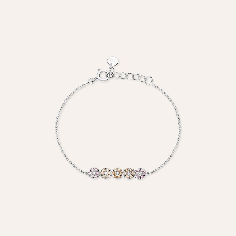 Bracciale fiore Silver Baby in argento con zirconi colorati