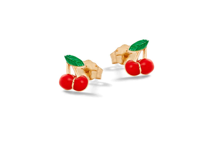 Orecchini ciliegie rosse e verdi in argento 925