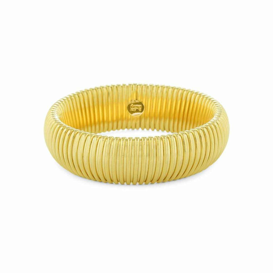 Bracciale semi rigido in maglia tubogas dorata.