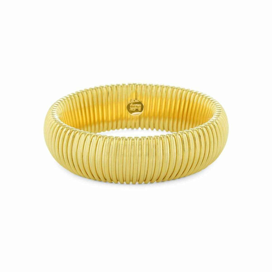 Bracciale semi rigido in maglia tubogas dorata.