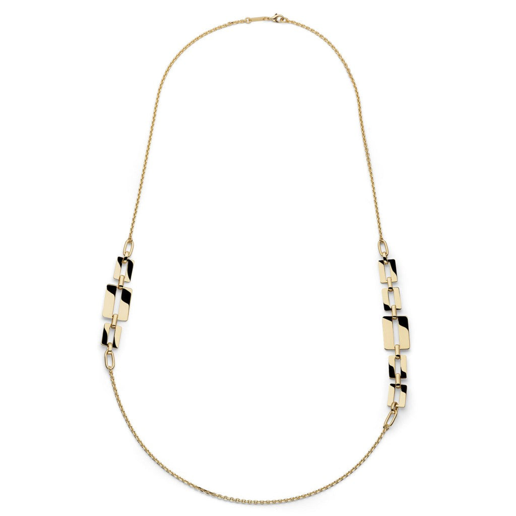 Collana Lunga Dinamica, Bronzo dorato, Design Geometrico
