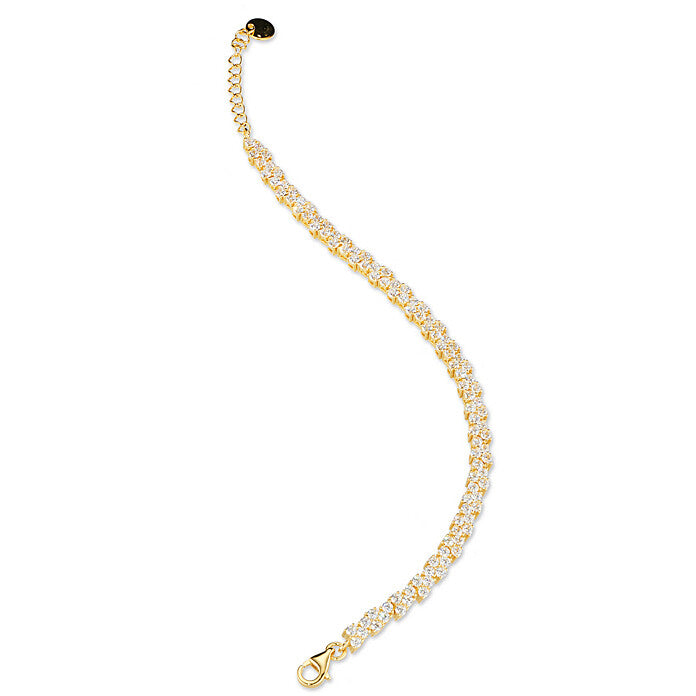Bracciale Tennis Sovrani Luce Argento 925 Dorato e Zirconi Bianchi