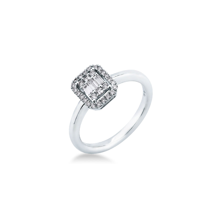 Anello con Diamante in Oro Bianco