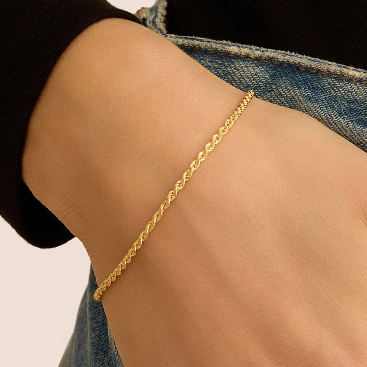 Bracciale catena corda Colette in oro giallo 9 kt, 2,2 mm