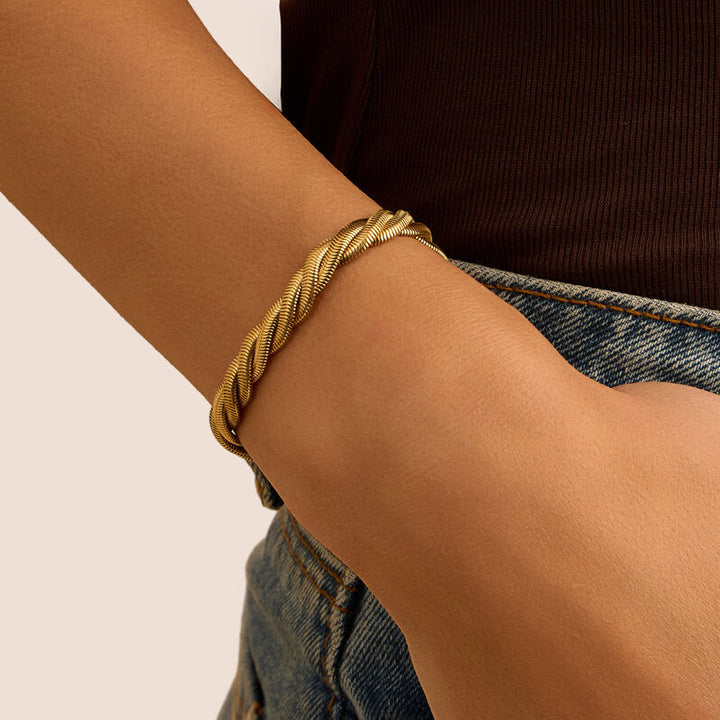 Bracciale catena treccia Radiance in acciaio dorato