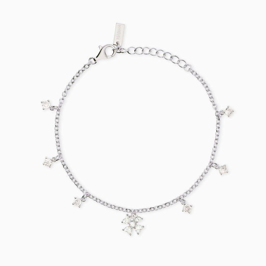 Bracciale CERCAMI con quadrifoglio di zirconi a cuore e pendenti