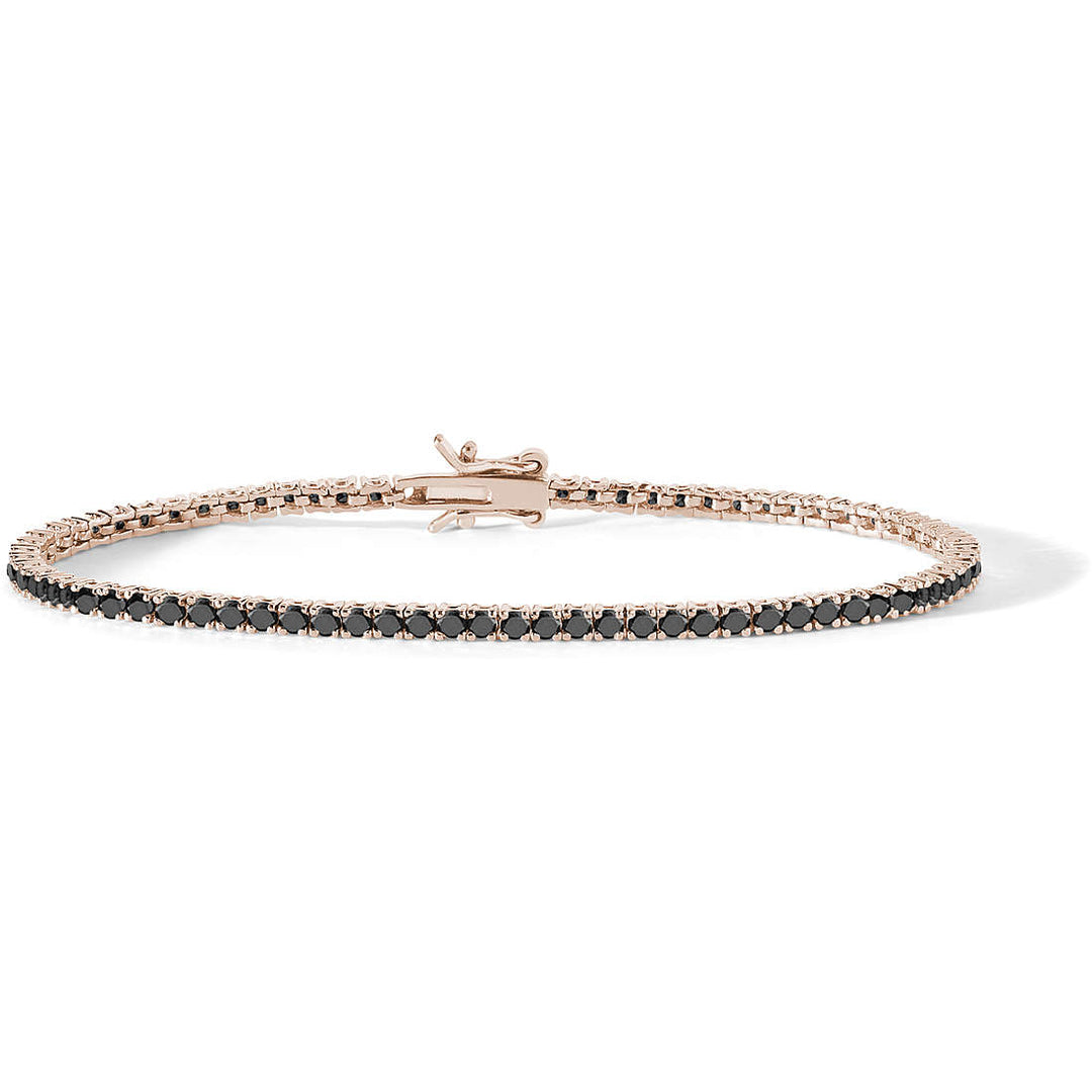 Bracciale Tennis Uomo in Argento Rosé con Zirconi Neri 18 cm