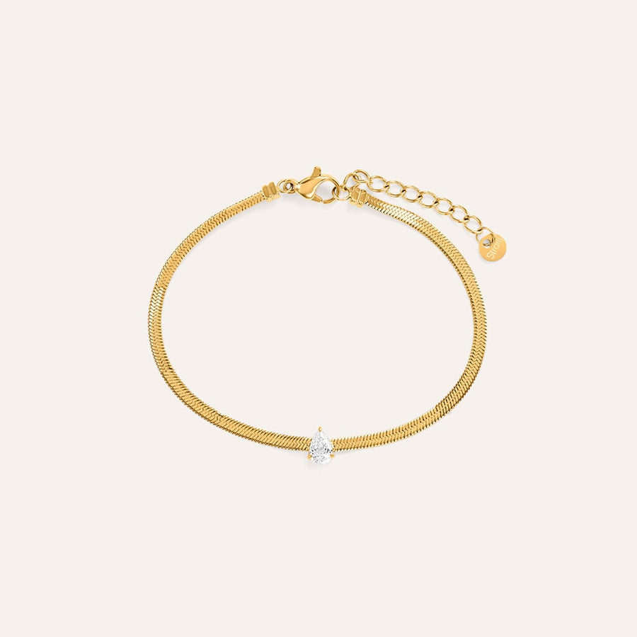 Bracciale flex Radiance in acciaio dorato con cristallo a goccia