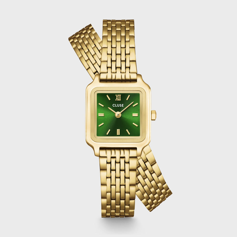 Orologio Donna Mini Dorato con Quadrante Verde e Doppio Bracciale in Acciaio
