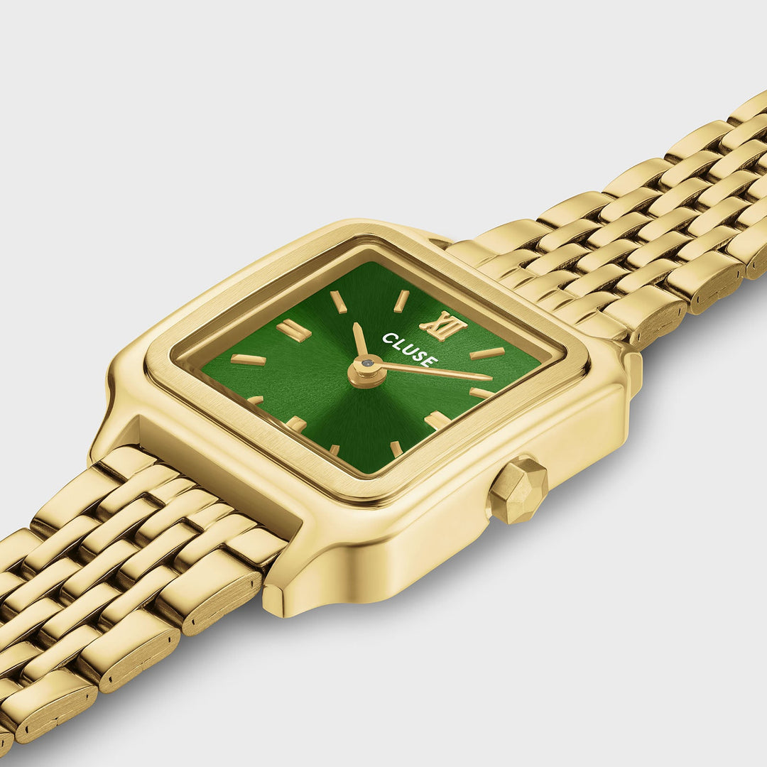 Orologio Donna Mini Dorato con Quadrante Verde e Doppio Bracciale in Acciaio