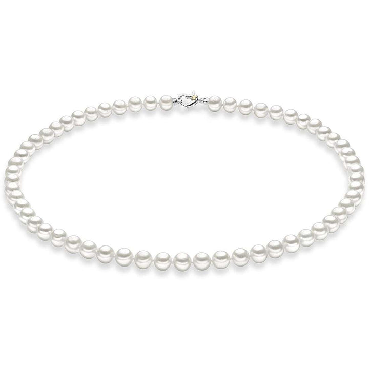 Collana con Perle 4,5/5 mm, Cuore in Argento e Stella in Oro 45 cm