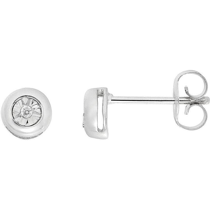 Orecchini Punto Luce in Oro Bianco con Diamanti 0,015 ct