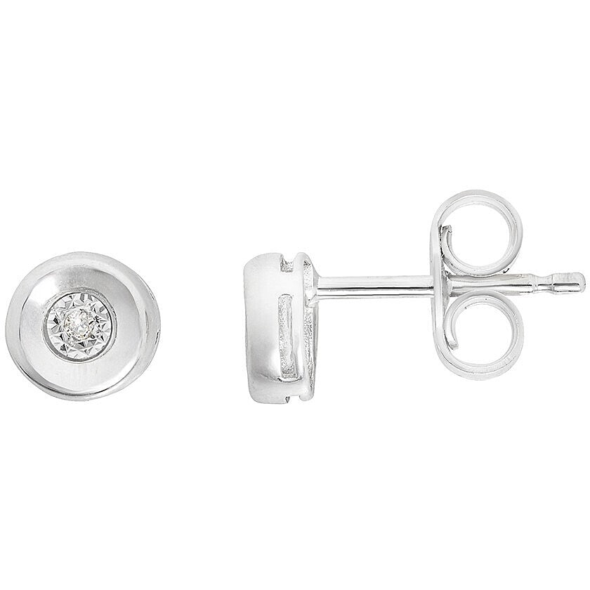 Orecchini Punto Luce in Oro Bianco con Diamanti 0,01 ct