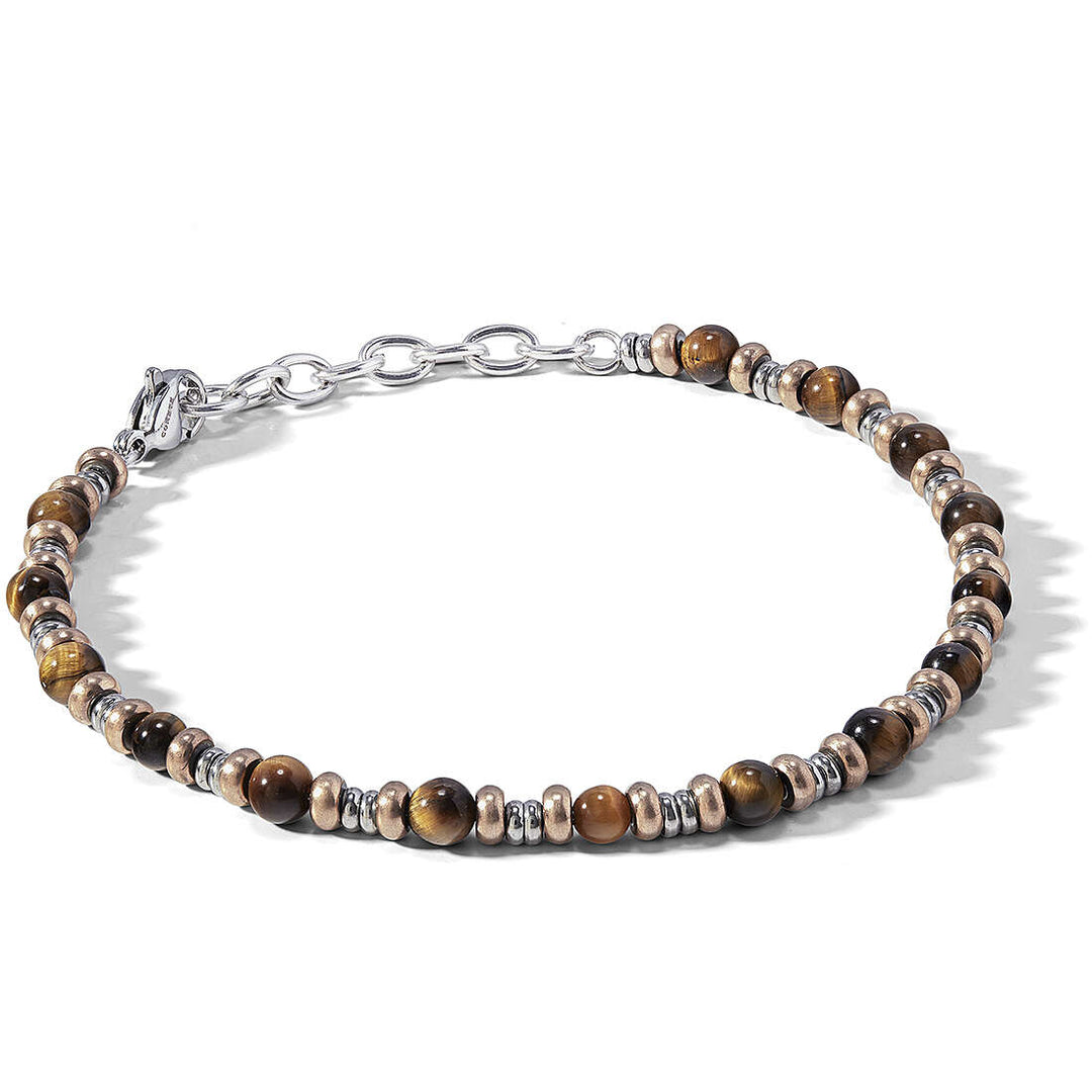 Bracciale Comete District Uomo in Acciaio PVD Rosé e Occhio di Tigre