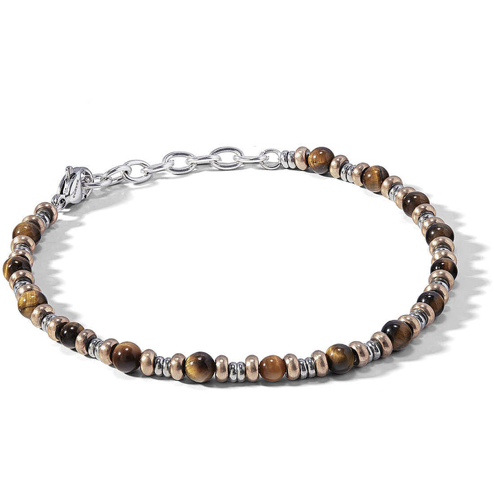 Bracciale Comete District Uomo in Acciaio PVD Rosé e Occhio di Tigre
