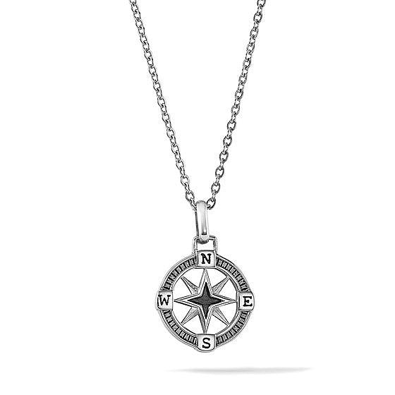 Collana Comete Uomo in Acciaio con Rosa dei Venti PVD Nero