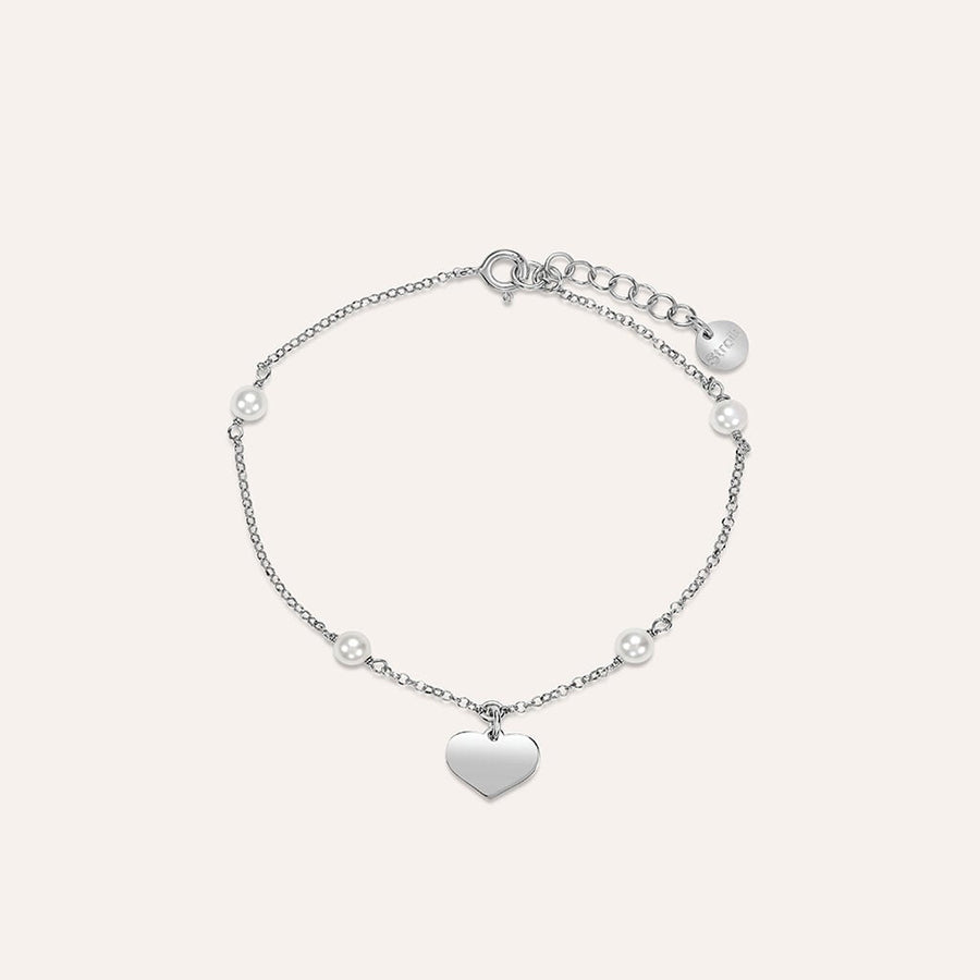 Bracciale cuore Silver Pearls in argento rodiato con perle