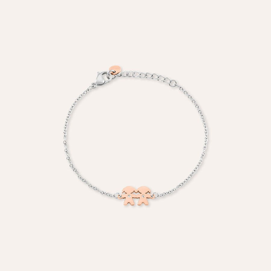 Bracciale bimba Sunrise in acciaio bicolore con cristalli
